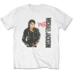 Camiseta Unisex Michael Jackson: Bad (Blanca) (Larga)